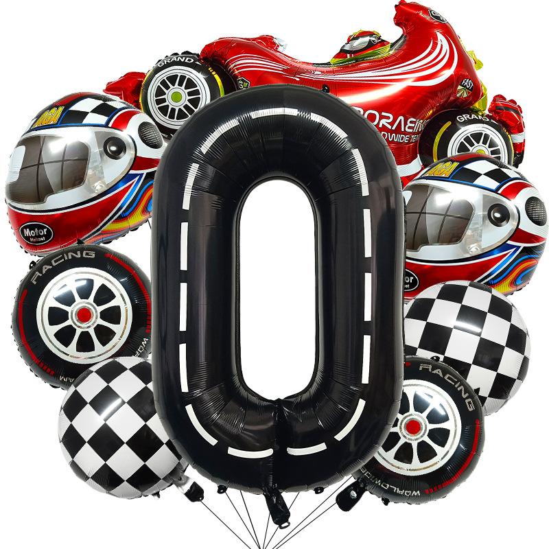 

Racing Tire Aluminum Film Balloon Set Children S Racing Theme Birthday Party Decorative Balloon Photo Props Racing suit number 0