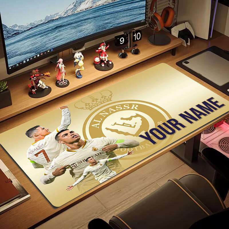 Custom Name Cristiano Ronaldo Mouse Pad Large Gaming Table Cushion Non-slip Laptop Tablet Big Mousepad XXL Mat Mini PC Playmat With Lock edge_XIA