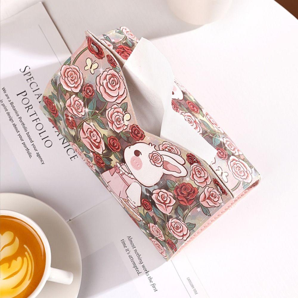 Rose Rabbit Tissue Case Smooth Paper Towel Box Cute Car Tissue Box  Home