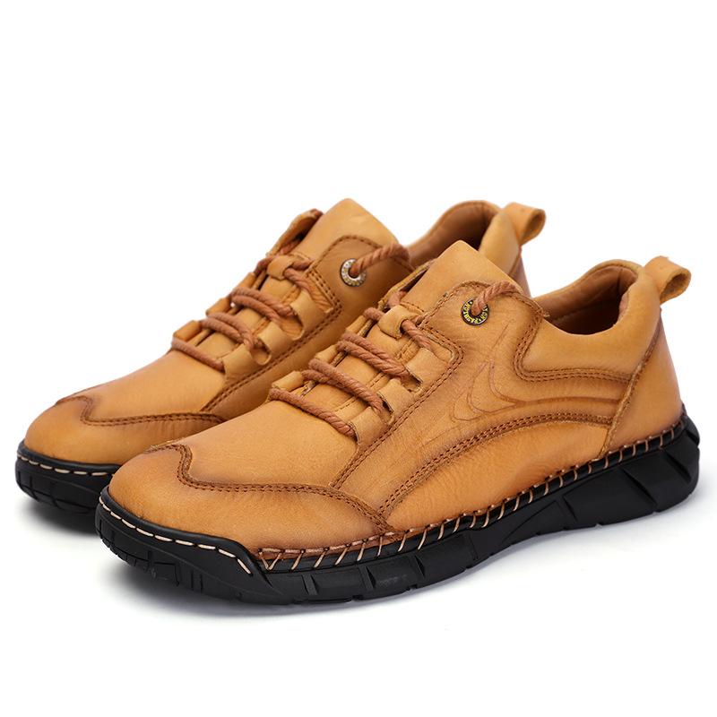 

2025 новая обувь из чистой черной кожи, мужская повседневная ручной работы на мягкой подошве из мягкой кожи, спортивная рабочая, для широкой стопы, полнота, большой размер, мужская обувь 48 светло-коричневого