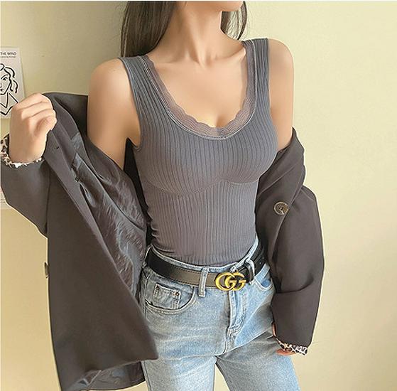 

Женский облегающий эластичный теплый жилет с подтяжками на груди и бархатными подтяжками, базовый слой на осень/зиму. One Size (80-130 Jin)