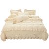 Thickened Milk Fleece Four-Piece High Gram Weight Embroidered Quilting Bed Cover Kit Lace Single Quilt Cover