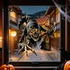 Easy Install Party Wall Decor Halloween Ghost Skeleton Grim Reaper Static Window Clings, Horror Break Through Clings Glass Decals, Waterproof Stickers