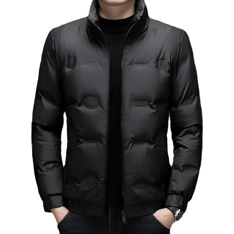 Winter Casual Solid Color Versatile Warm Men'S Stand-Up Collar Down Jacket Popular Middle-Aged Dad Jacket