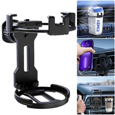 Foldable Car Cup Holder Ashtray Durable Air Vent Mount Design Anti-Slip Shock-Absorbing EVA Protective Material Noise Reduction