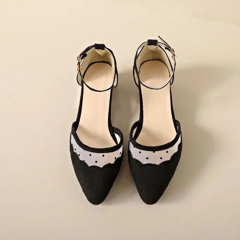 Fashion Cute Shoes for Women Office Woman Footwear Black Pointed Toe Square Heels Low Heel Elegant Kawaii Luxury Brand Korean Style Chic
