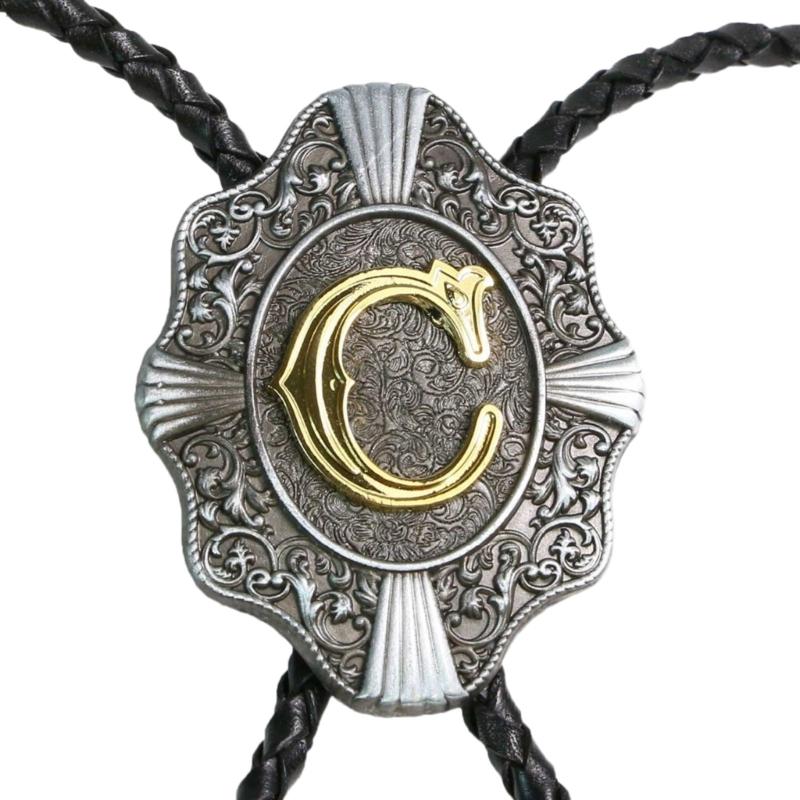 

Подвеска на шею Буква Боло для взрослых Унисекс Западный Ковбой Галстук Костюм Украшение на шею Боло ПУ Веревка Шейное украшение