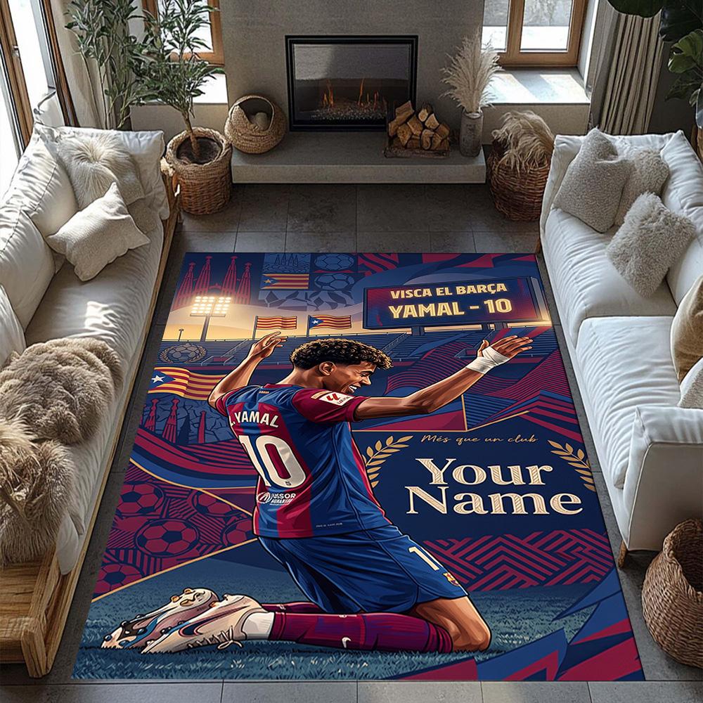 Lamin Yamal Customize Your Name Floor Rug Office Rug Perfect For Dormitory Playrooms Foyer Game Room Antislip Rug Anime Office Decor