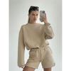 Fashion Casual Sports Top Shorts 2 Pieces Suit Female Pullover Shorts Tracksuit Set