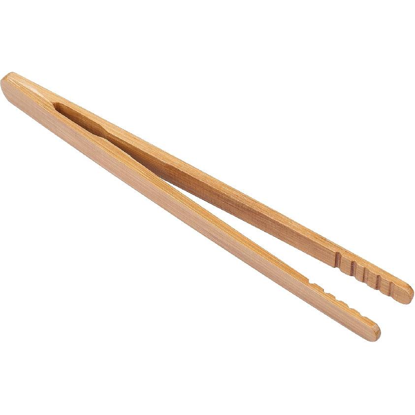 I-MART Toast Tongs Bamboo 7 Inch Set of 2 Wooden Tongs for Toaster Small Cooking Tongs Heat Resistant Natural Kitchen Utensils for Toast Bacon