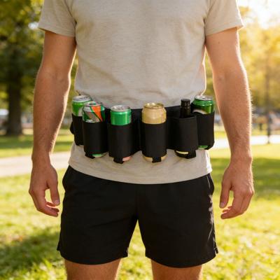 1/2 Stück Biergürtel Verstellbar 6er-Pack Bier-Limonaden-Dosenhalter für Männer Frauen Outdoor Camping Wandern Picknick Party Bierflaschenhalter Trinkzubehör
