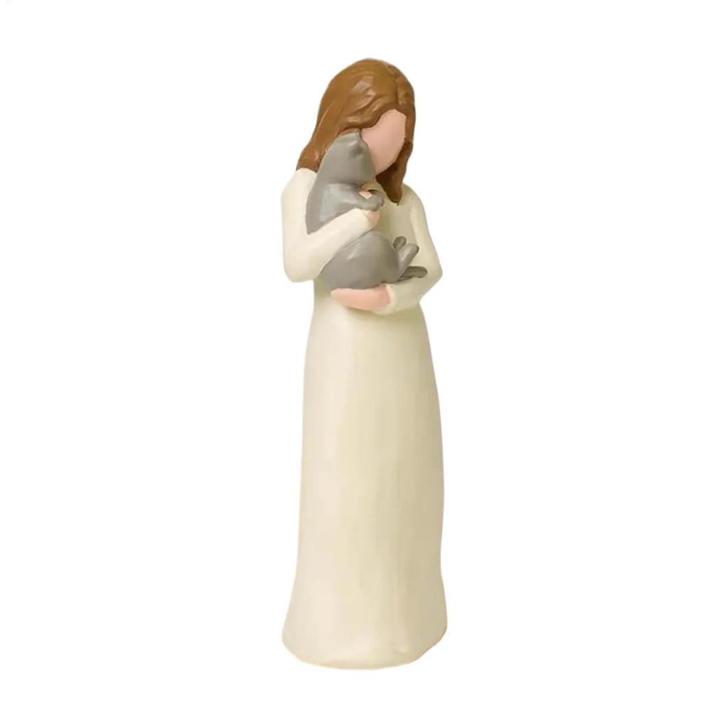 Resin Figurines Decorative Cat Angel Statue Guard Angel Statue For Home Office Living Room Cat Lovers Gift Home Office Decor