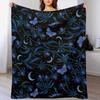Blue Thistle Pattern Throw Blanket Decorative Soft Throw Blanket for Couch Sofa
