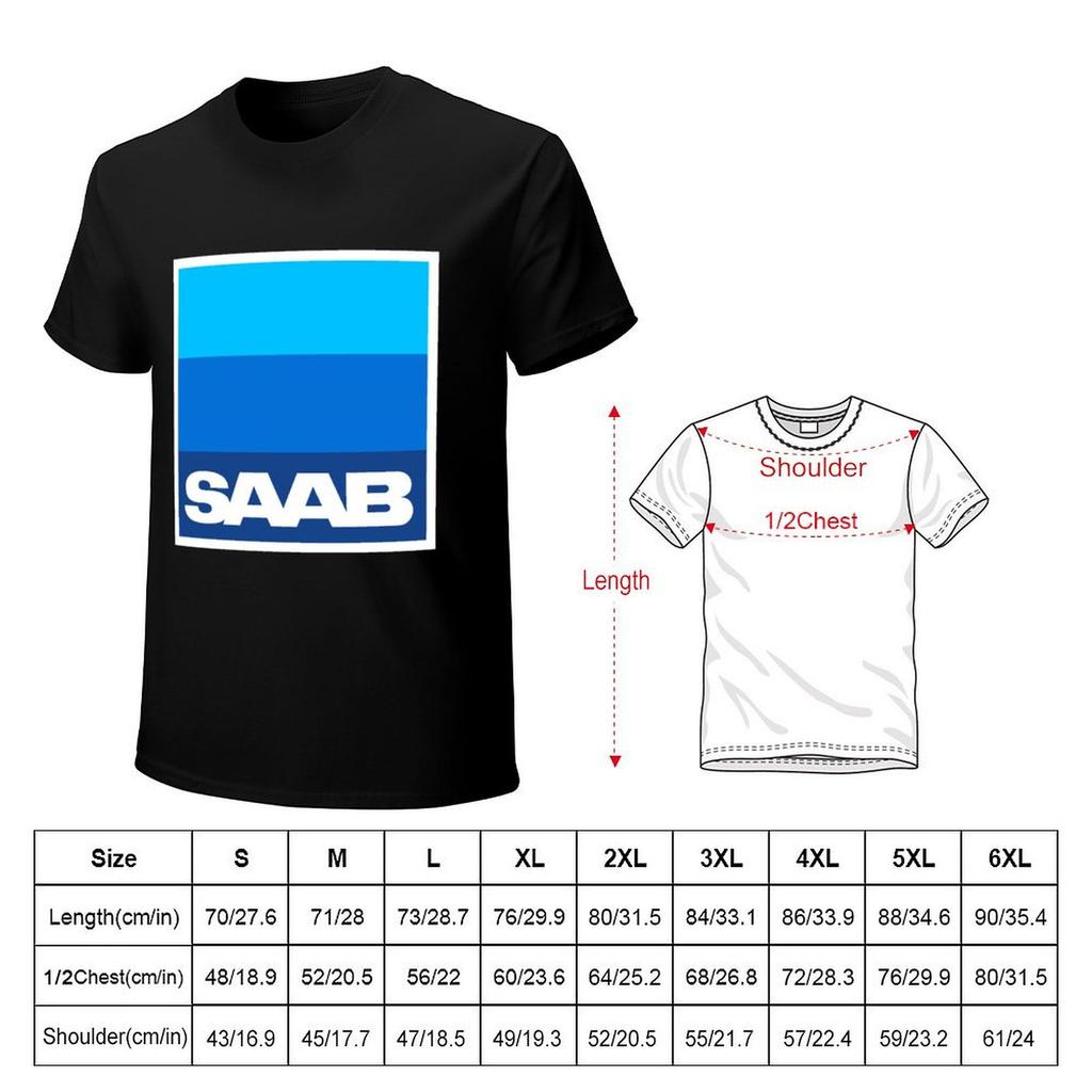 SAAB 3 Colors TShirt Short Sleeve Tee Graphic T Shirt Vintage Football T Shirt Fruit of the Loom Mens T Shirts
