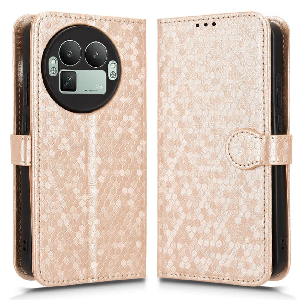 For Realme GT 8 Pro 5G Wallet Case Dot Pattern Imprint PU Leather Phone Cover with Wrist Strap