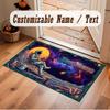 Astronaut Space Theme Soft Crystal Velvet Rug Custom Name & Text Print Non Slip Floor Rug for Bedroom Living Room