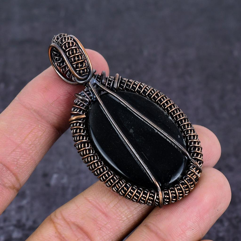 Green Triplet Opal Handmade Copper Wire Wrap Jewelry Pendant 2.52" L9t61