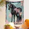 "Elegant Black Horse with Floral Accents" Patterned Tapestry Home Decor, Suitable for Bedroom and Living Room, Gift