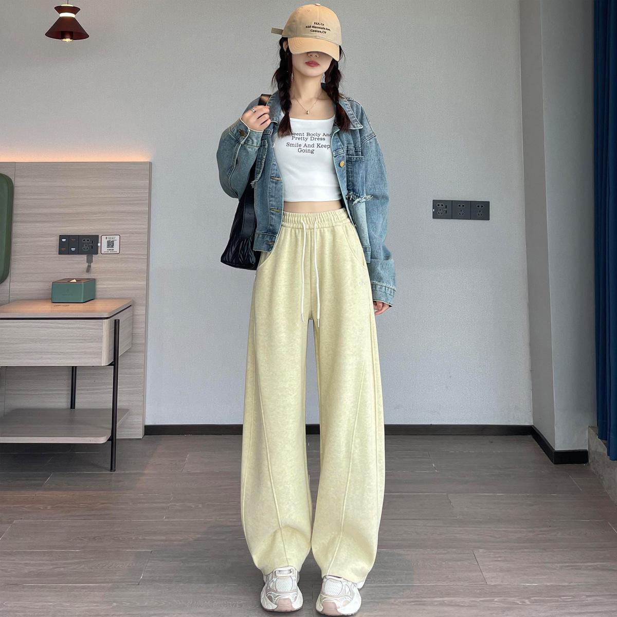 

2026 Spring/Autumn Women s High-Waisted Loose Wide-Leg Sweatpants M [50-60 kg]