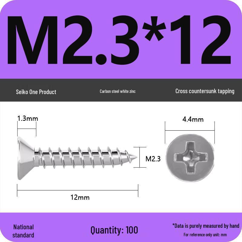Iron Galvanized Phillips Flat Head Self-Tapping Screws - Countersunk M1 To M4