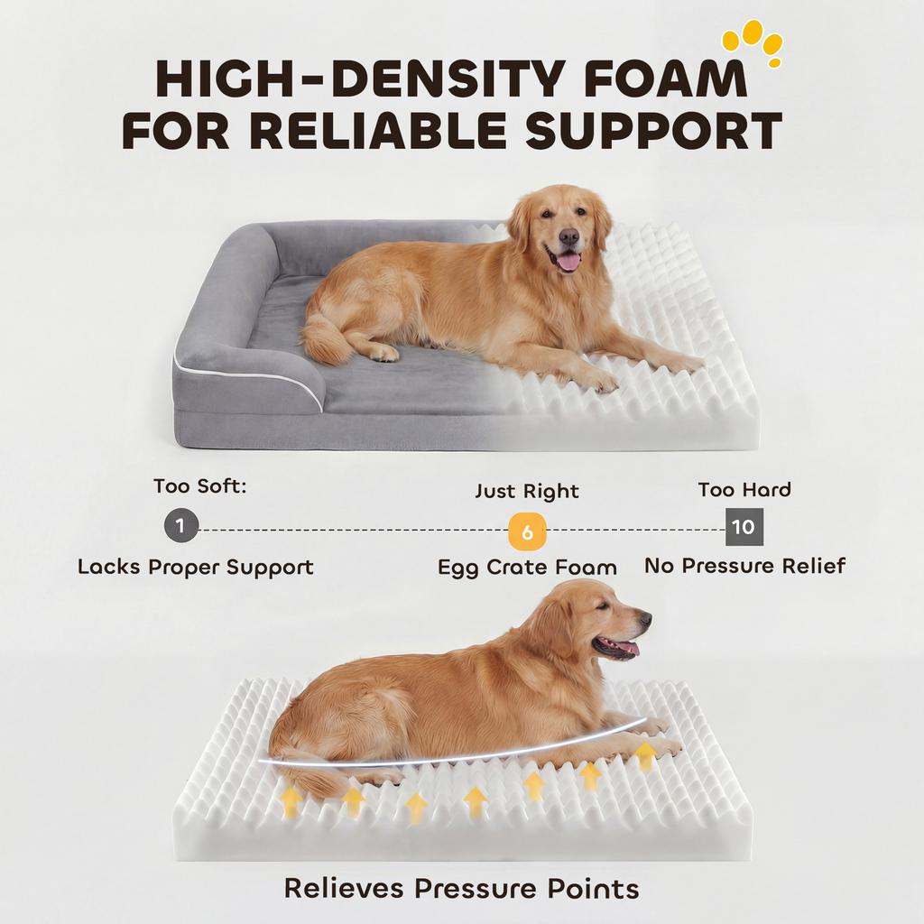 Dog Sofa Bed, Washable Pet Bed with Removable Cover and Non-Slip Bottom for Small, Medium and Large Dogs, Grey