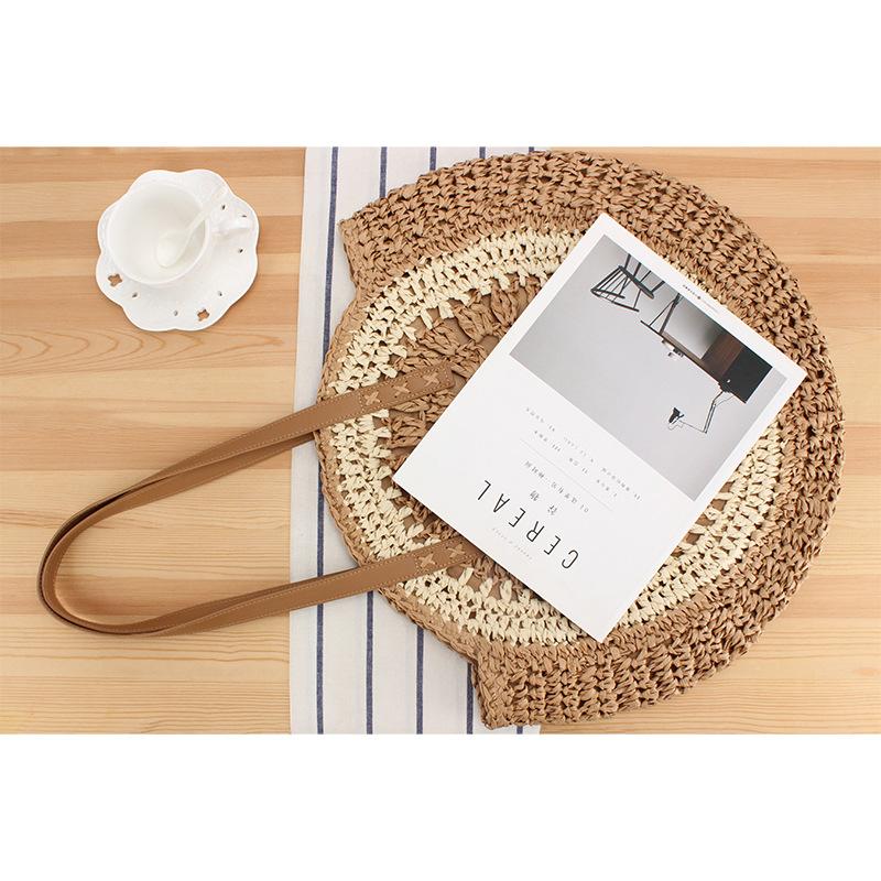 New Arrival Trendy Round Minimalist Chic Paper Rope Woven Intricate Cutout Handmade Summer Beach Vacation Stylish Women's Purse