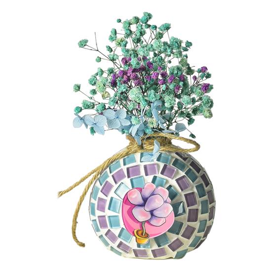 1 Set Handmade Mosaic Vase Kit with Wooden Vase Mosaic Tiles Tools Kids Adults Beginner Handcrafted