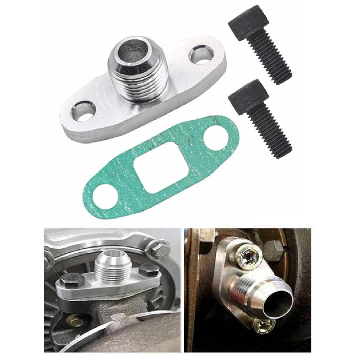Turbo Oil Drain Outlet Flange Gasket Adapter Kit 10AN Fitting for T3 T4 T35 T40 T60 T70