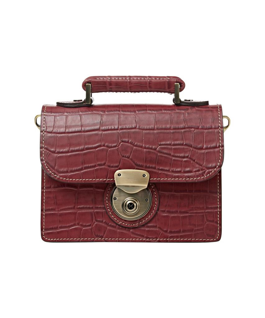 Brogue And Morrow Croco Nemo Bag (Wine)