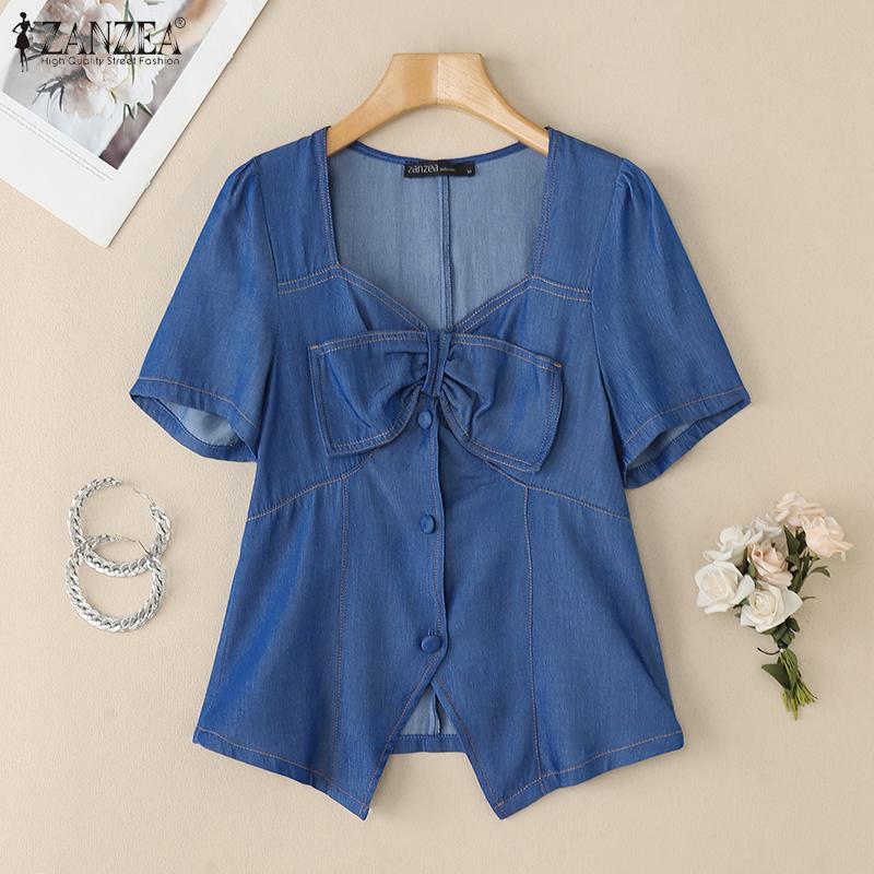 

ZANZEA Women Summer Fashion Square Collar Short Sleeve Blouse S
