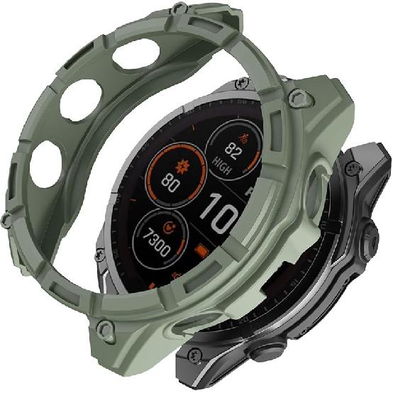 Case Compatible with Garmin Fenix 8 51MM Cover Soft TPU Bumper Rugged Shock Proof Protective Shell for Garmin Fenix 8 51MM Watch Case(Black Green)
