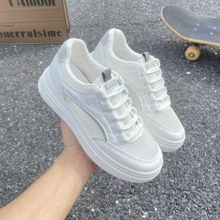 1752 Shoes Women's Sports Little White Shoes Women's Shoes Summer Thick-soled New Versatile Popular 2025 Height Increase Net Shoes