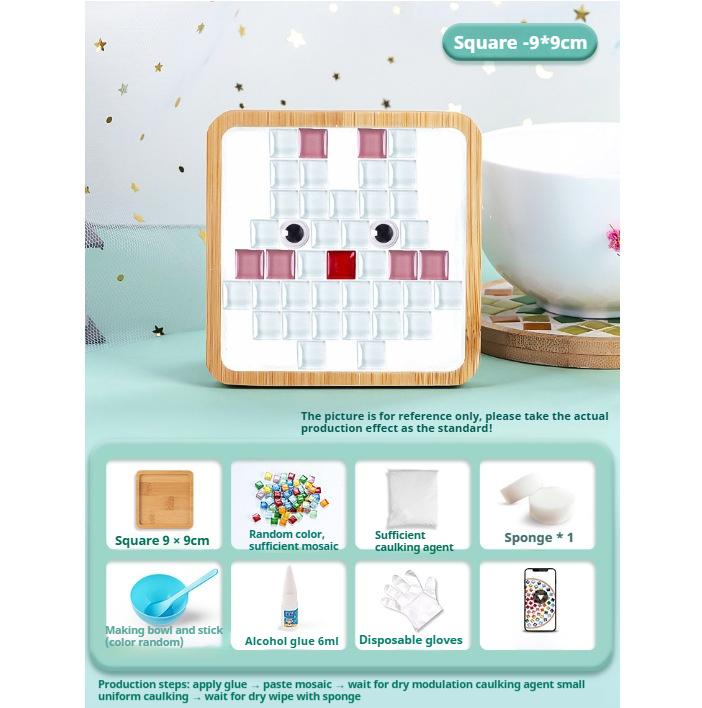Bamboo Mosaic DIY Coasters Handmade Creative Material for Cup Tableware Mat Tray Placemat Mosaic Crystal Craft Tool Kit Kid Gift