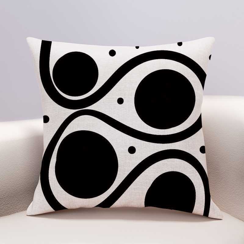 

INS Style Abstract Art Line Pillow Trend Master Modern Light Luxury Decorative Car Cushion linen-45x45cm double-sided [without pillow core]