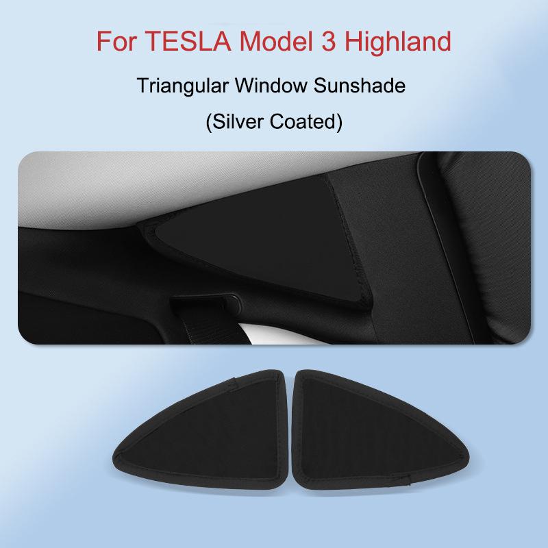 For Tesla Model 3 Highland 2024 Silver Coated Cloth Sun Shade Side Window Privacy Sunshade Auto Windshield Sunshield Accessories