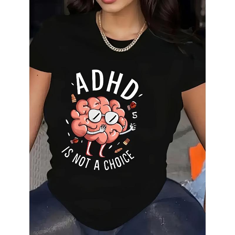 

Women Summer Short Sleeve Crew Neck Tee Front Back Print Opaque Machine Washable Casual Top S чёрный