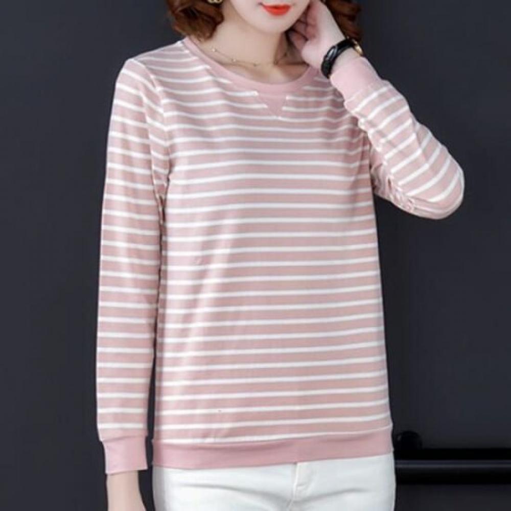 Navava Simple Daily STripe Long Sleeve T shirT nT1352