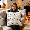 Soft Plush Couch Pillow Covers 2Pcs Halloween Ghost Cushion Covers, Throw 18x18 Decorative Inch Cases for Sofa Bed Chair Cozy