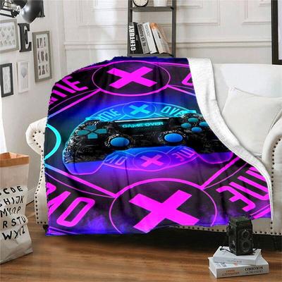 Cartoon Gamer Gamepad Controller Blanket Flannel Blanket Super Soft Fleece Throw Blankets for Bedroom Couch Sofa Gift Decoration