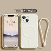 Original Silicone For Magsafe Magnetic Wireless Charge Case for iPhone 16 15 14 13 12 Mini 11 Pro Max X XR XS Plus Lanyard Cover