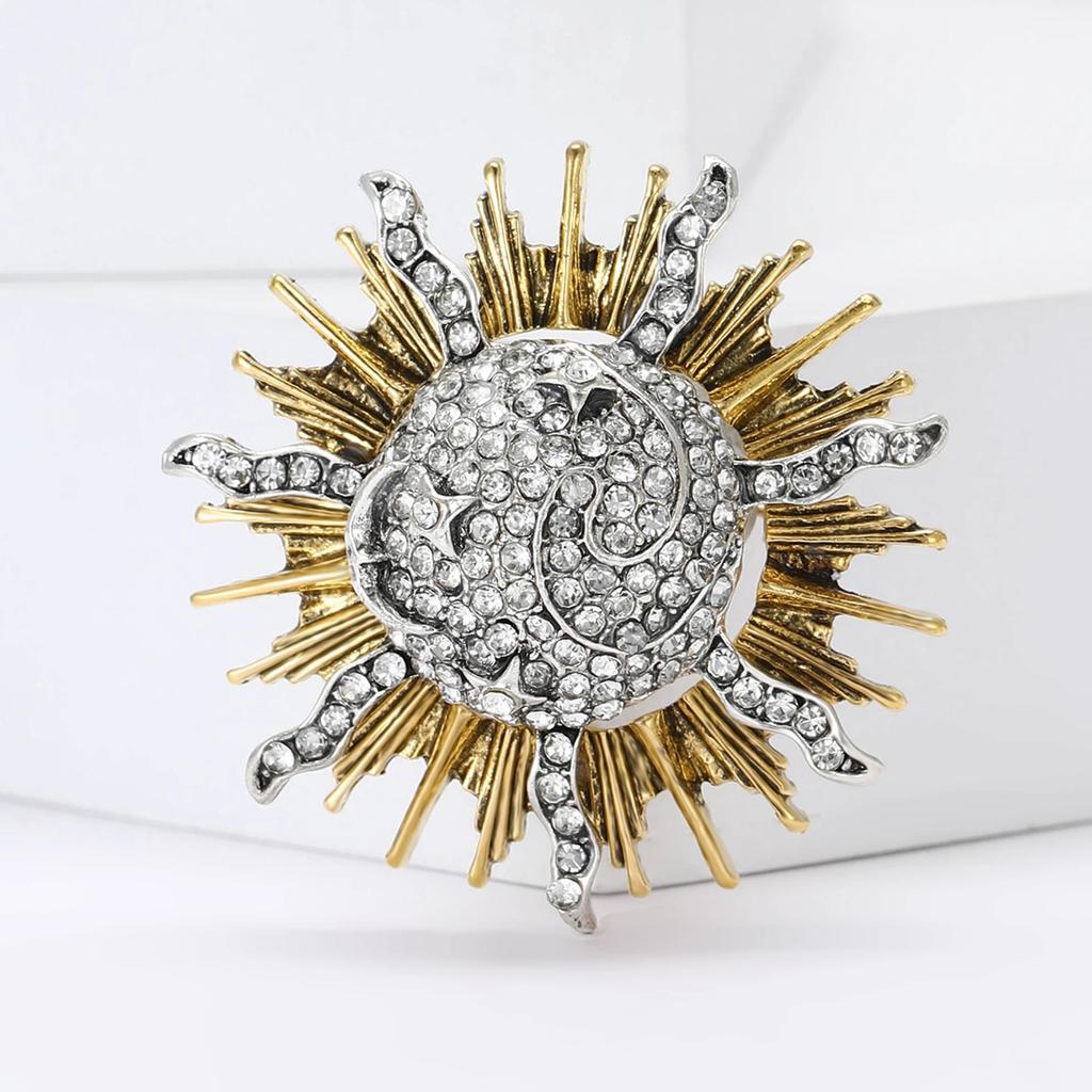 Ramadan Glossy Sun Brooch for Women Unisex Moon Pins Event Funny Luxury Gifts New Year Friends Decoration Party Backpack Clothes