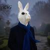 Maschera di Halloween con Visione Illimitata, Testa di Coniglio per Adulti, Cappuccio in Lattice di Coniglio Realistico, Costume Animale Morbido Ecologico, Accessorio per Festa di Carnevale Cosplay