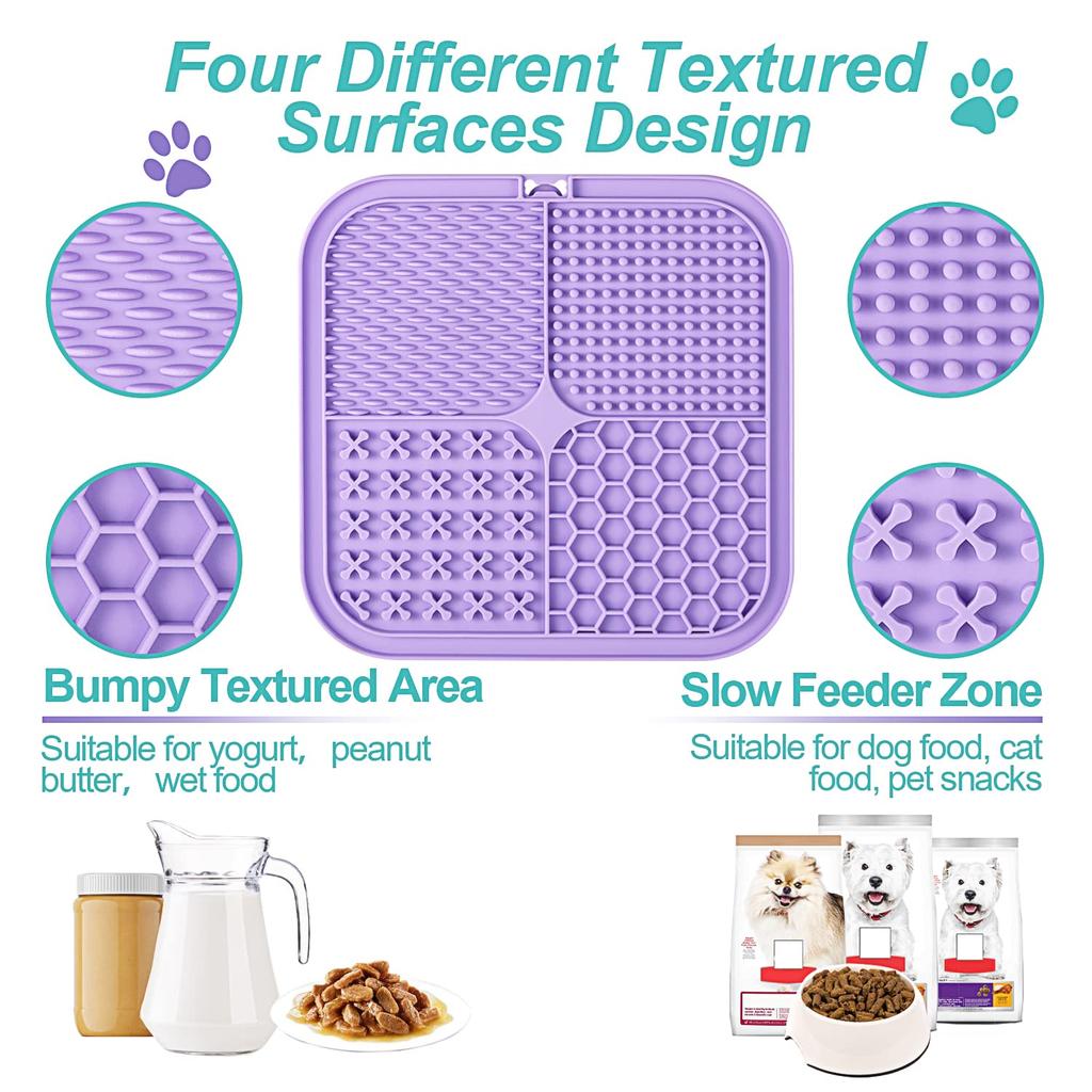 Food Safe BPA Free Easy Clean Silicone Lick Mat for Dogs and Cats Slower Feeder Pet Lick Mat
