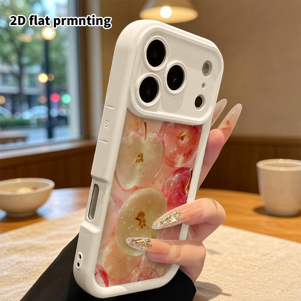 Phone Case: 2D Flat Design Suitable for iPhone 18, 17, 16, 15, 14, 13 Pro Stepped Protective Case, Apple Slice, Christmas and Halloween Gift