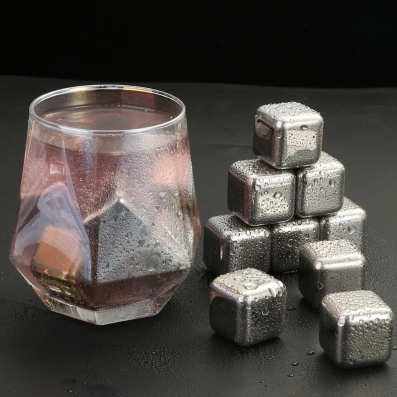 Ice Cubes with Nonslip Clip Reusable Whiskey Square Stone Drink Coolers