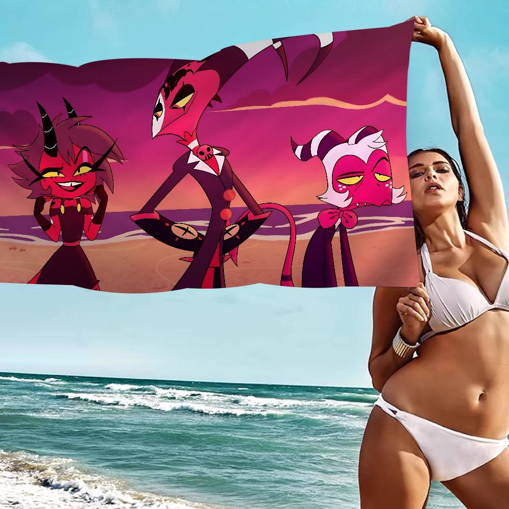 H-Helluva Boss Blitzo Cartoon Beach Towel Colorful Bath Towels For Girl Microfiber Quick Dry Custom Sand Free Beach Yoga Pool