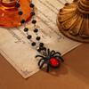 Punk Halloween Necklace for Women Men Fashion Spider Crystal Stainless Steel Necklace Cosplay Party Jewelry Gift