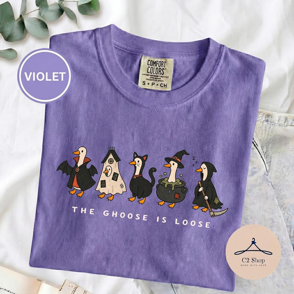 Halloween Goose Costume Tee, Trick or Treat Silly Bird Design, Funny Spooky Season Graphic, Comfort Colors for Fall Party Lovers