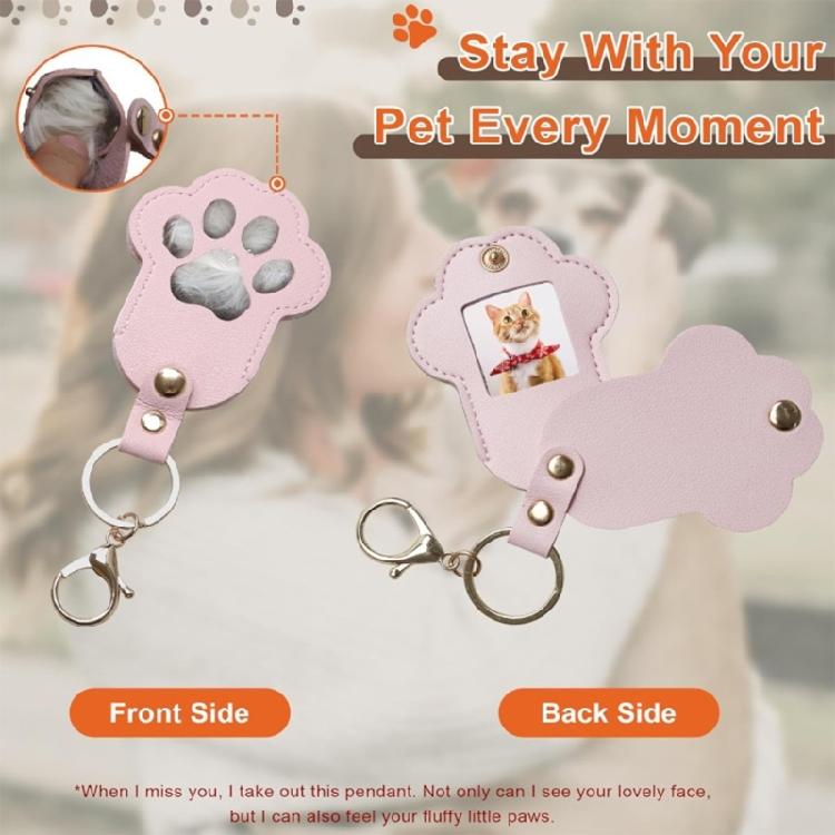 Portable Pet Memory Keeper Keychain Featuring Combined Photo Display And Hair Storage In Sturdy PU Case