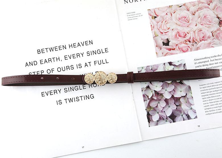 Fashion Solid Color Gold Character Avatar Decoration Women Slim Belt For Office Wear And Casual Outfits